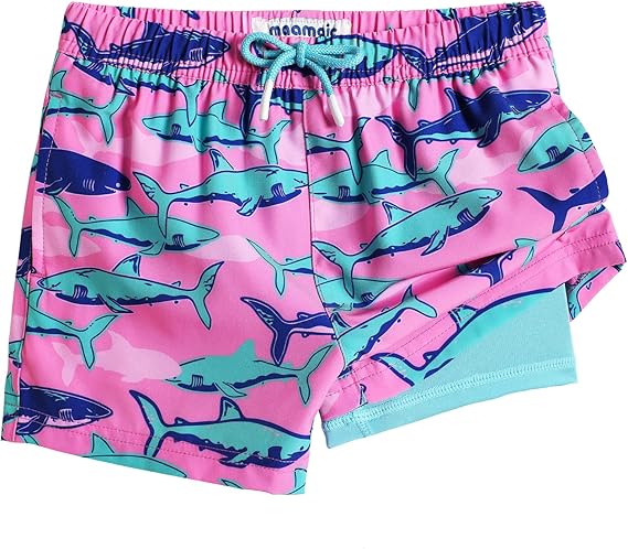 maamgic Boys Swim Trunks with Compression Liner Toddler Stretch Swim Shorts